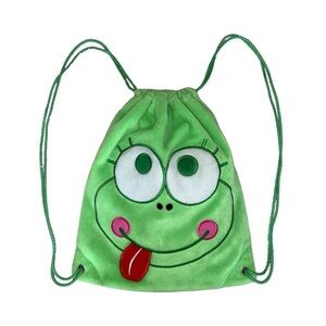 FURRY FROG FACE DRAWSTRING MINI BACKPACK